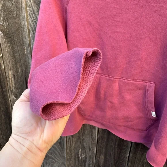 Ugg Hallidie Pinkish Red Crew Neck Short Pile Faux Fur Pullover size large - Picture 5 of 8